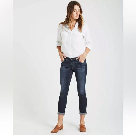 Ag Adriano Goldschmied Cigarette Roll-Up Low Rise Skinny Jeans Women's Size 25 - Picture 1 of 15
